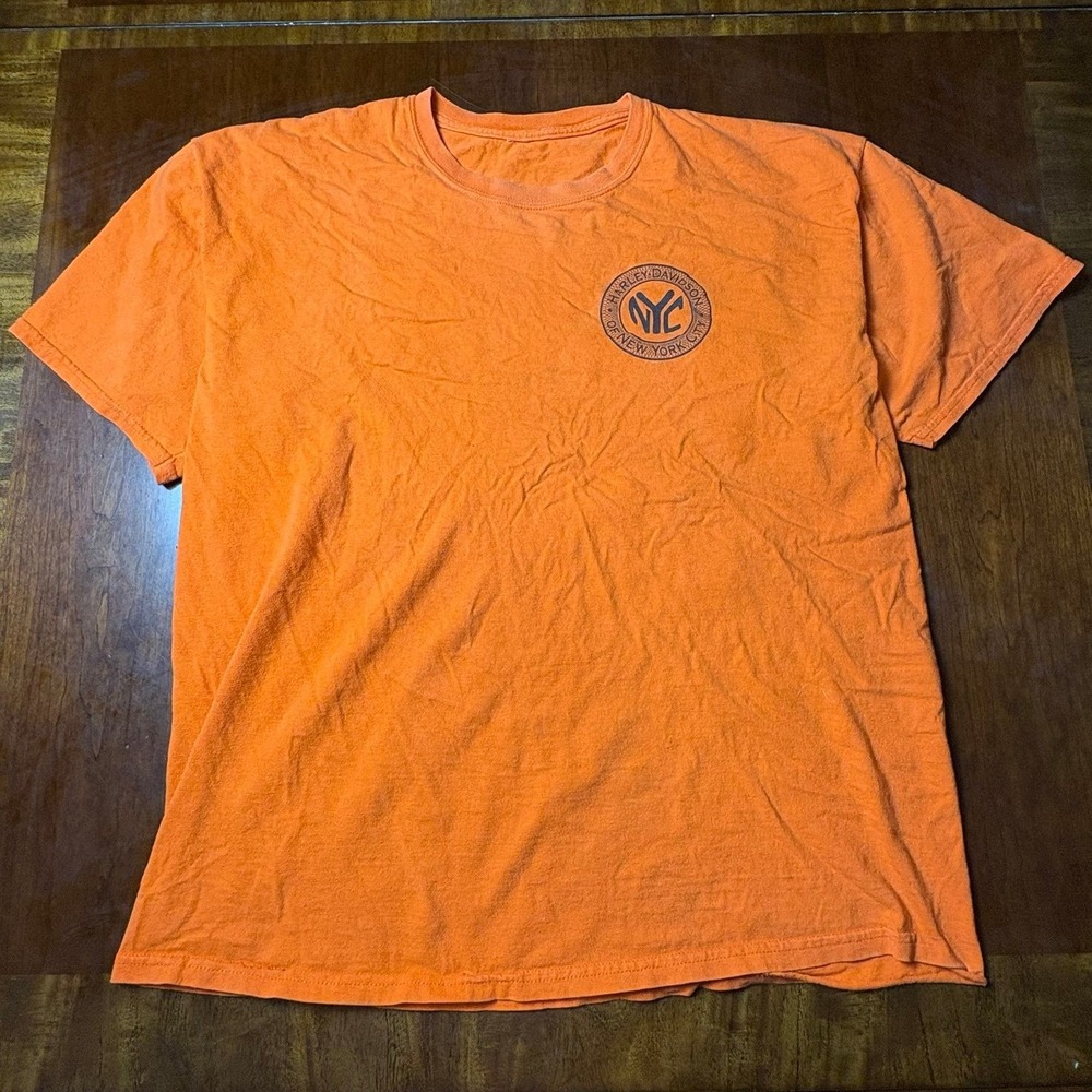Harley-Davidson New York City NYC Orange Graphic T-Shirt Size XL